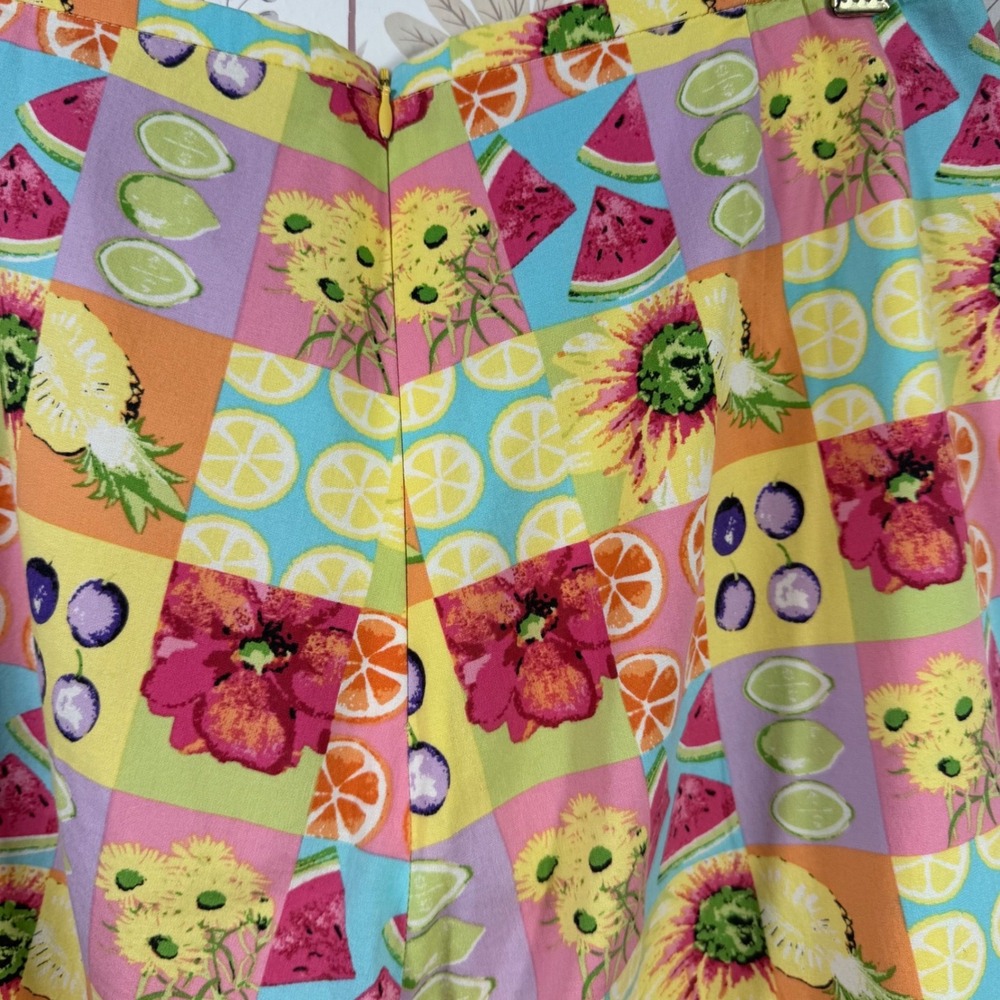 Sharon Young Vintage Fruit Floral Patchwork Print Straight Leg Pants Multicolor - Picture 6 of 8